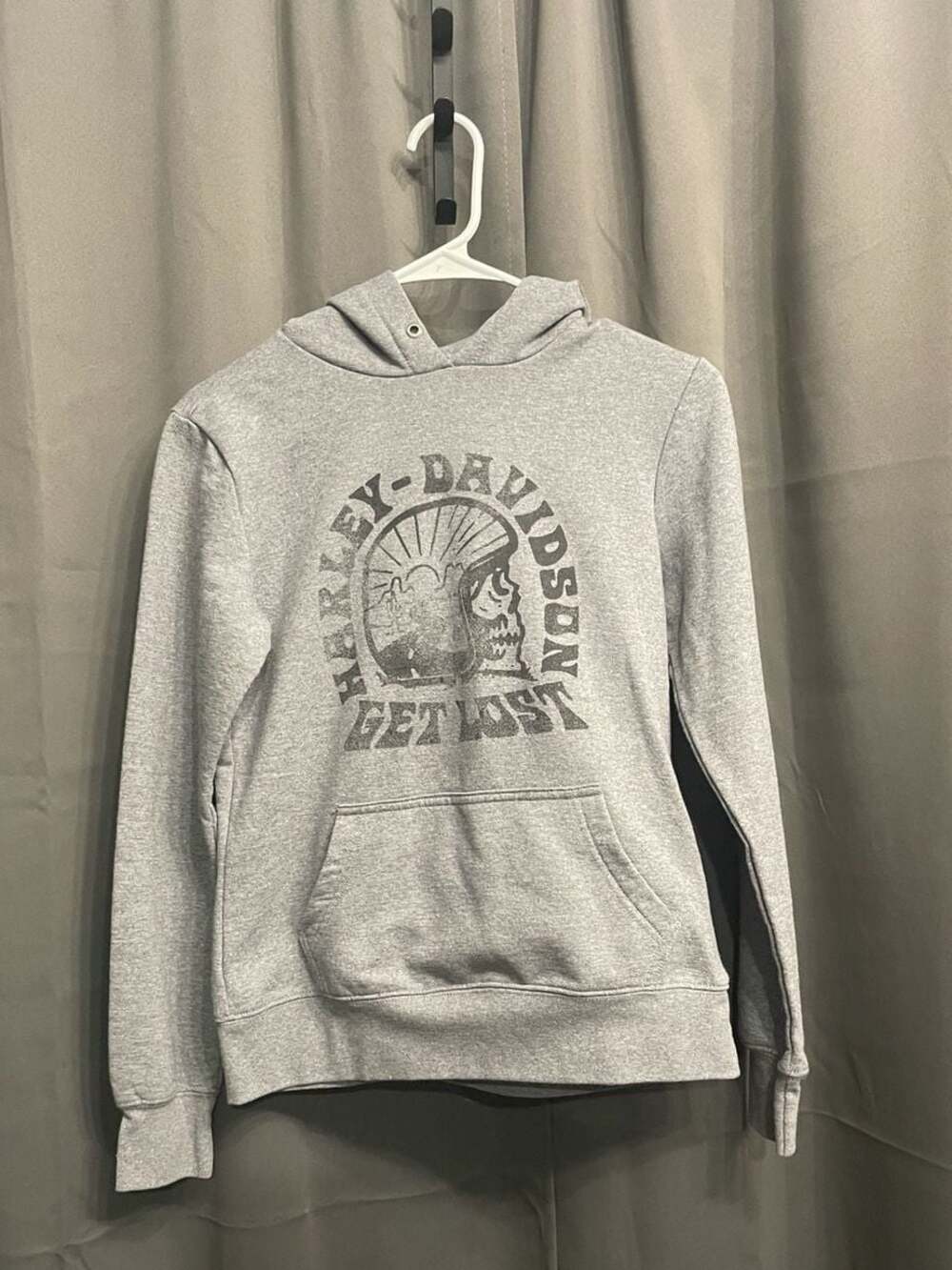 Harley-Davidson Grey Get Lost Skull Graphic Pullover Hoodie XS
